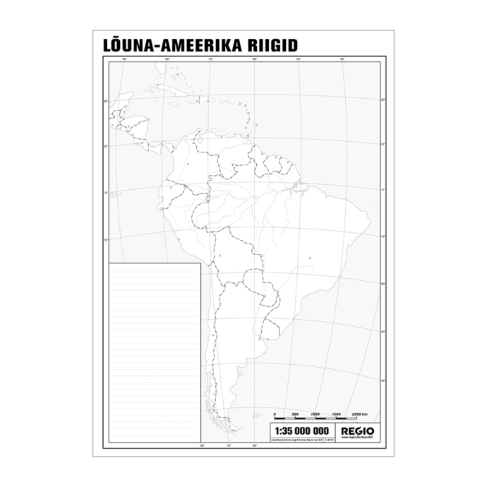 Lõuna-Ameerika riigid, kontuurkaart