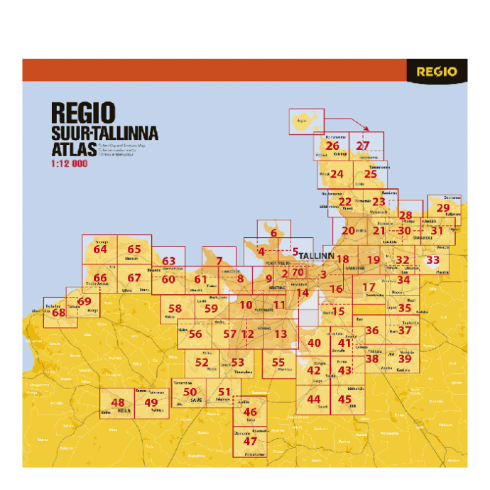 Suur-Tallinna atlas - Tallinna ja lähiümbruse kaardid, kaardilehtede jaotus