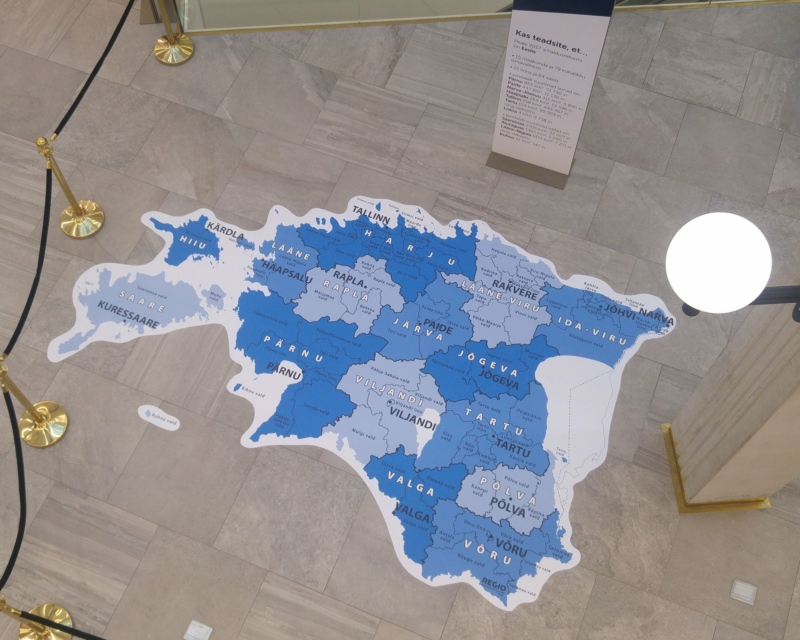 Administrative Map of Estonia on floor covering. Photo: Aivo Jakobson
