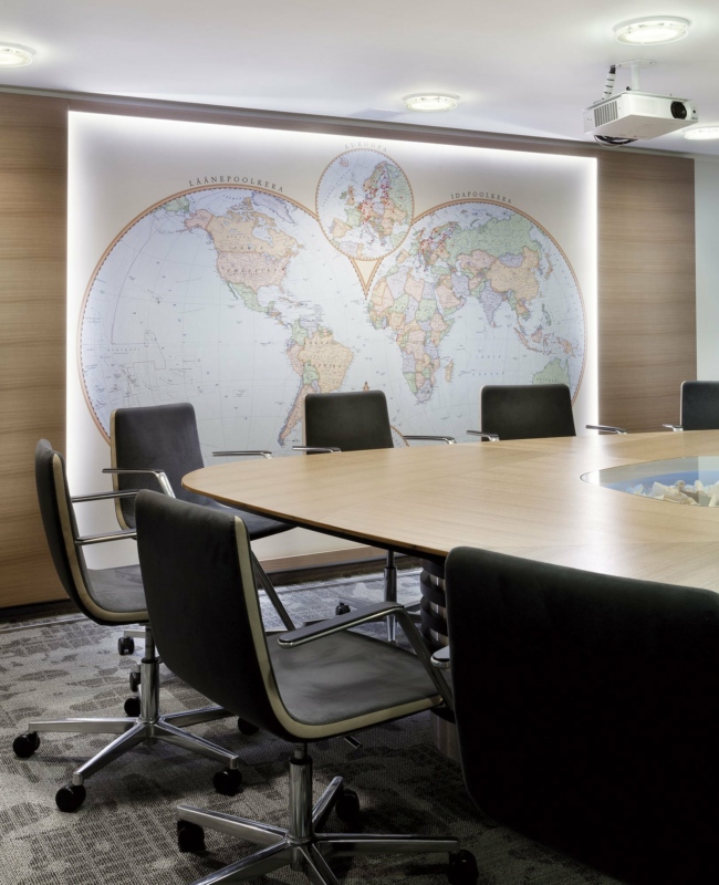 Hemisphere map with LED lights at Standard office. Photo: Toomas Tuul