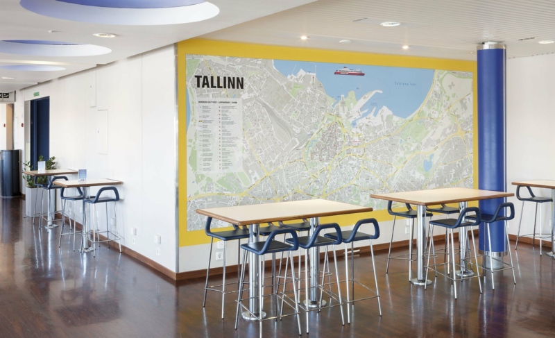 Tallinn wall map at Viking XPRS vessel. Photo: Toomas Tuul