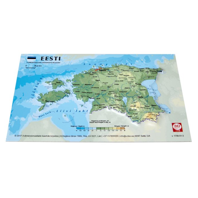 3D Eesti kaardiga postkaart