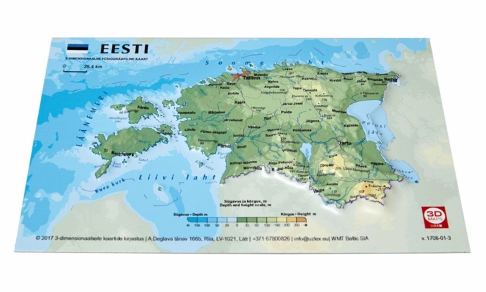 3D Eesti kaardiga postkaart
