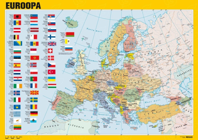 Regio kahepoolne lauakaart Euroopa/maailm