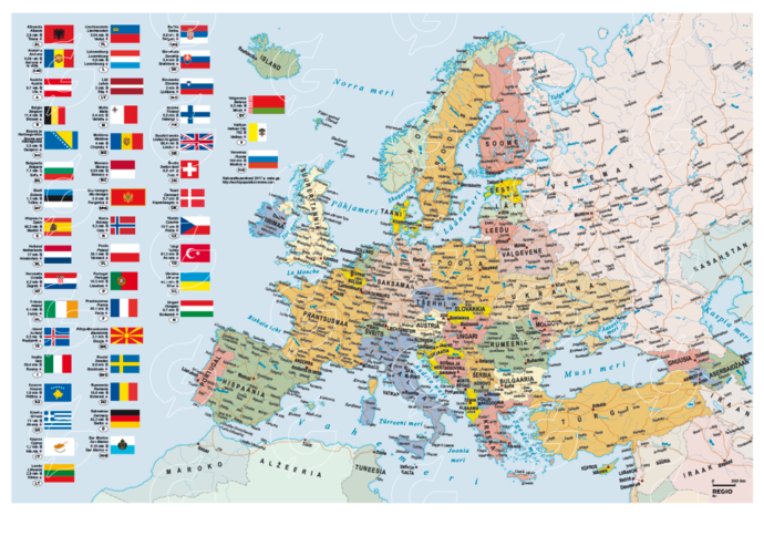 Regio Euroopa poliitiline kaart lippudega, kaardifail