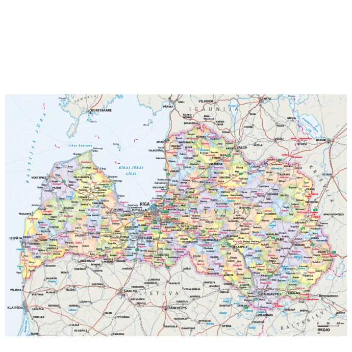 Map of Latvia, administrative division