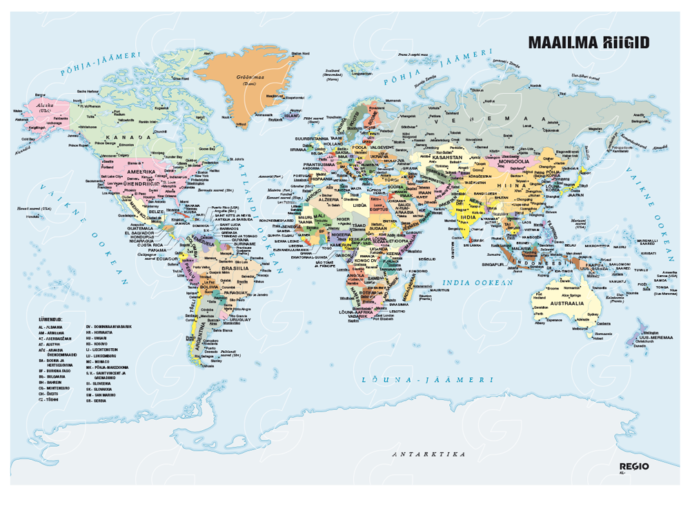 Regio maailma riigid, kaardifail