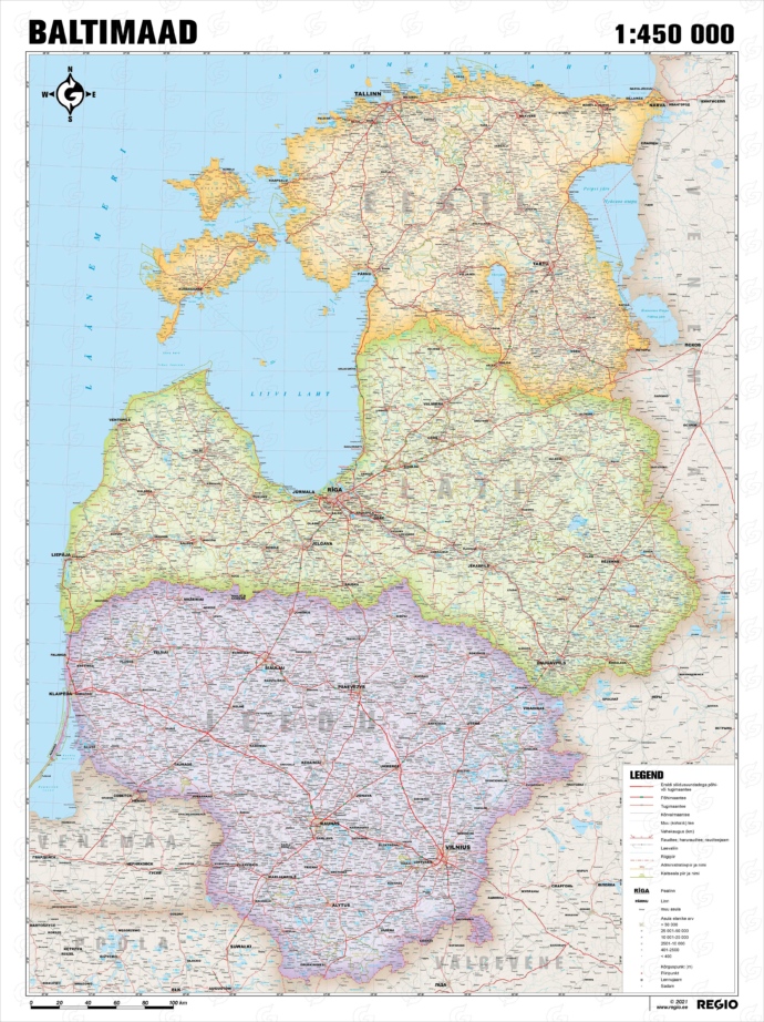 Administrative map of Baltic States