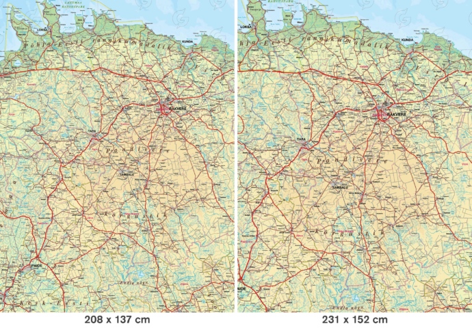 Eesti füüsiline kaart, fragmendid