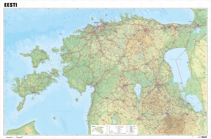 Eesti füüsiline kaart, detailne
