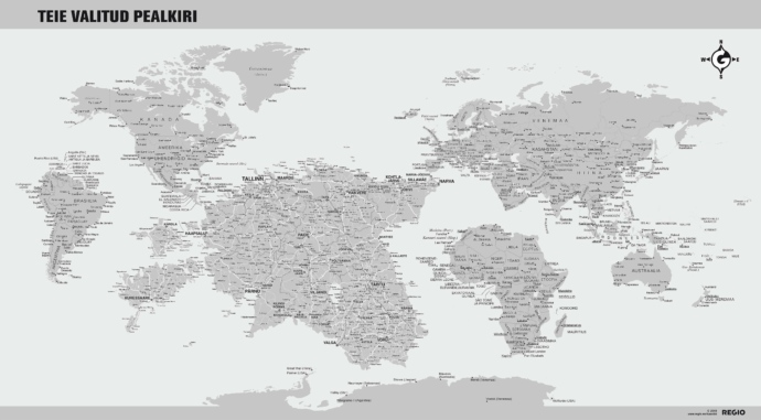 Regio maailma ja Eesti reisikaart hall
