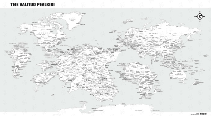 Regio maailma ja Eesti reisikaart valge