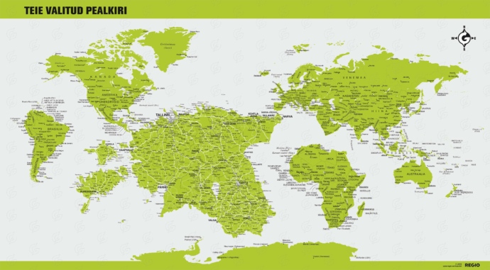 Regio maailma ja Eesti reisikaart roheline