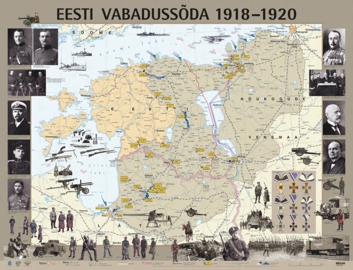 Eesti vabadussõja seinakaart 1918 - 1920