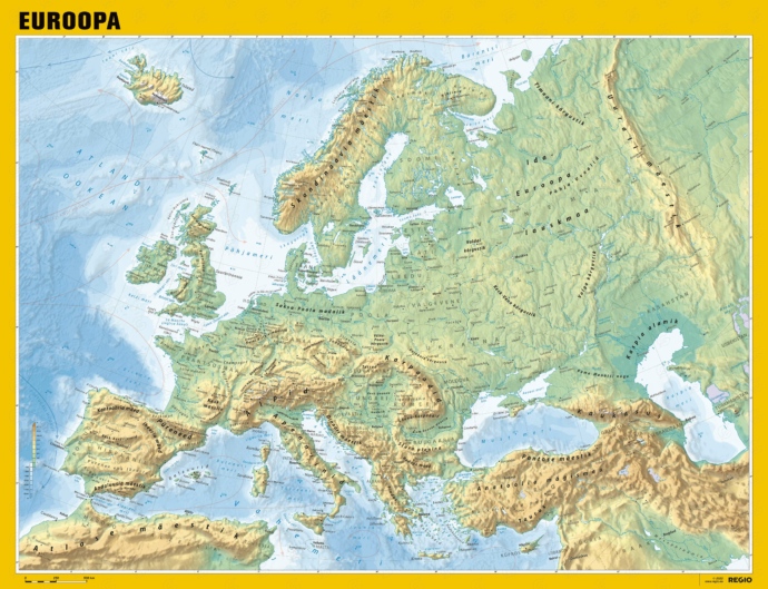 Euroopa füüsiline seinakaart Regio
