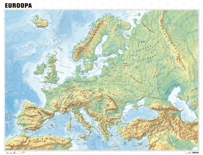 Euroopa füüsiline kaart Regio