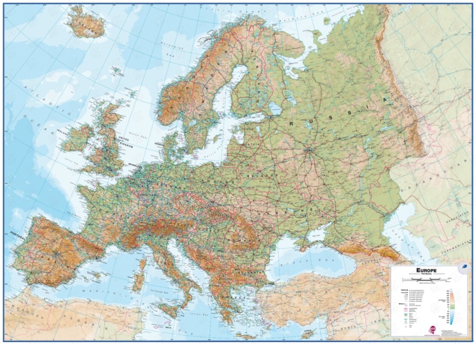 Euroopa füüsiline kaart Maps International