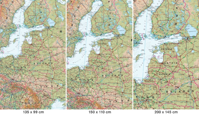 Euroopa füüsiline kaart Maps International