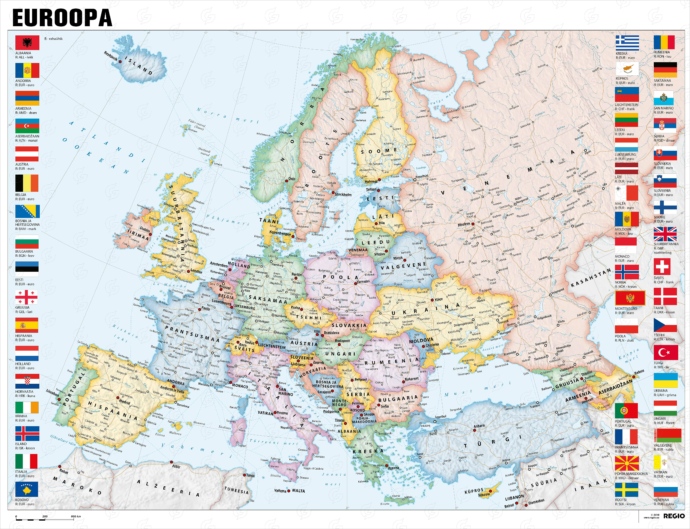 Regio Euroopa poliitiline seinakaart, fragmendid