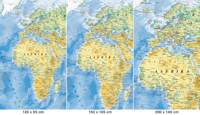 Regio maailma füüsiline kaart, fragmendid