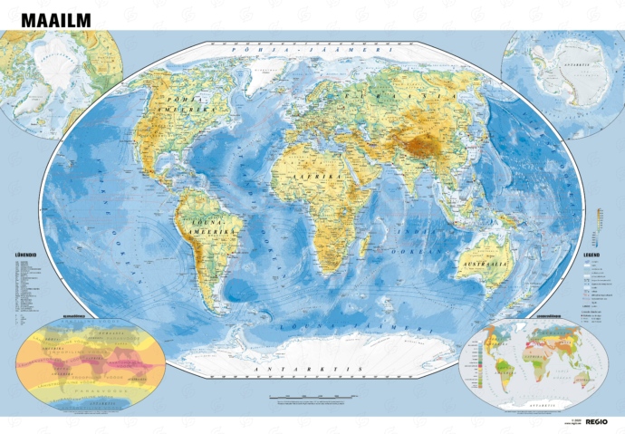Regio maailma füüsiline seinakaart