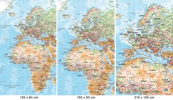 Maailma füüsiline kaart, Maps International, fragmendid