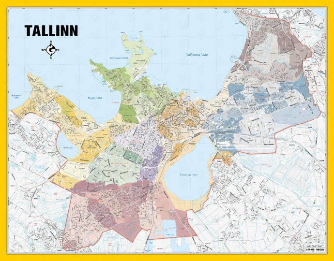 Wall map of Tallinn with districts