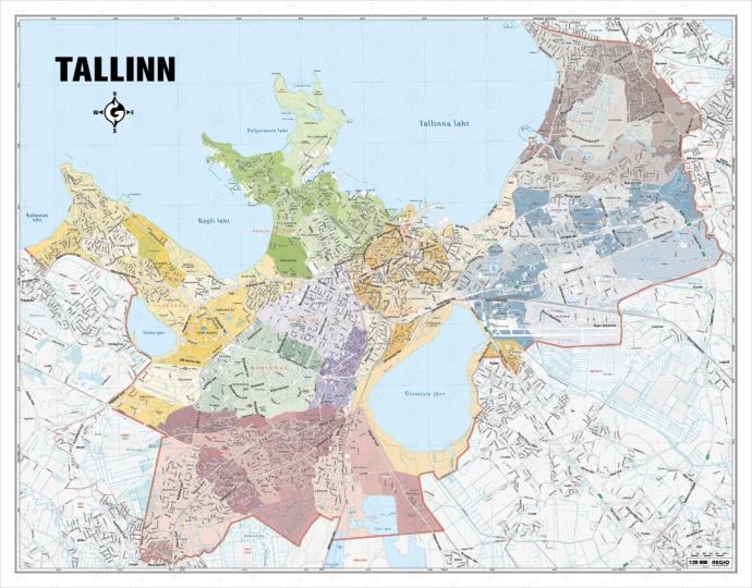 Wall map of Tallinn with districts