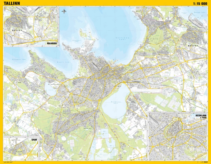 Detailne tallinna kaart Maardu, Saue ja kesklinna väljalõigetega