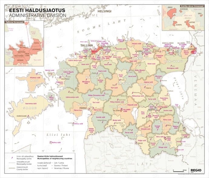 Rahvusatlas Eesti haldusjaotus