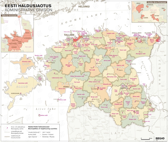 Rahvusatlas Eesti haldusjaotus