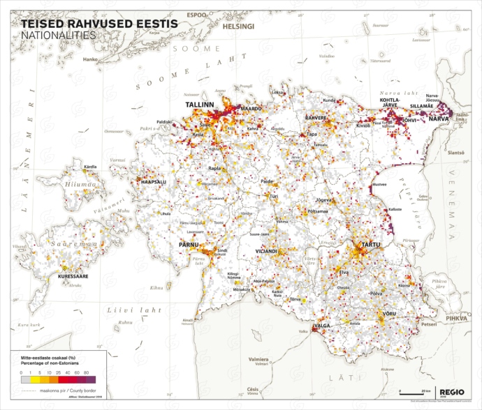 Rahvusatlas erinevad rahvused Eestis