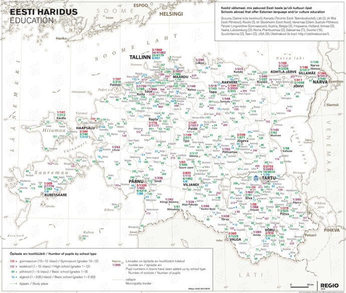 Rahvusatlas Eesti koolivõrk ja haridus