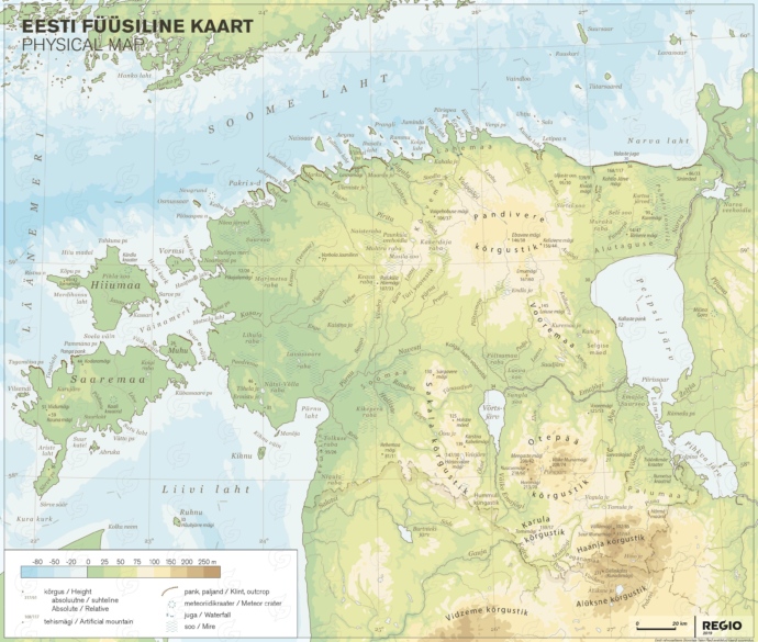 The national Atlas of Estonia: Physical map