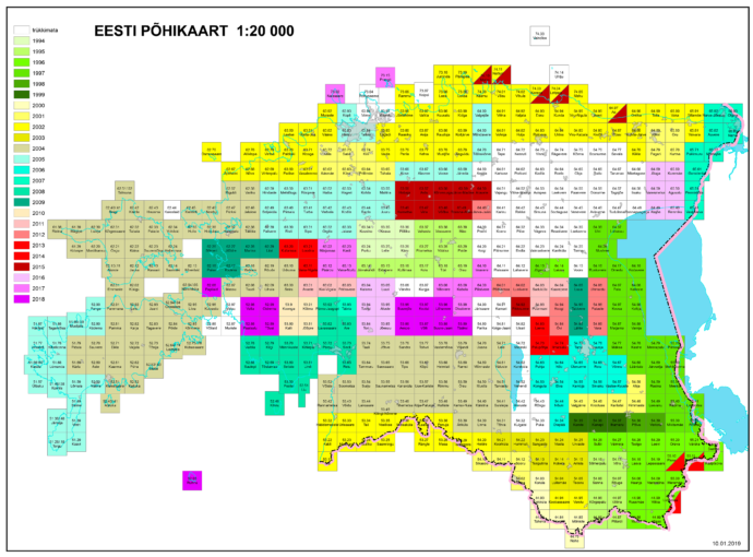 Eesti põhikaart valmis tehtud lehed