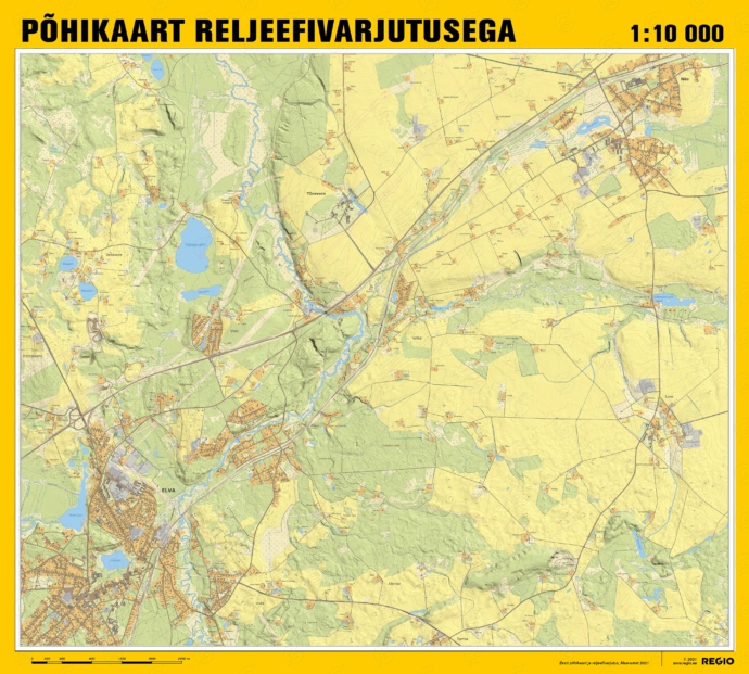 Eesti põhikaart reljeefivarjutusega