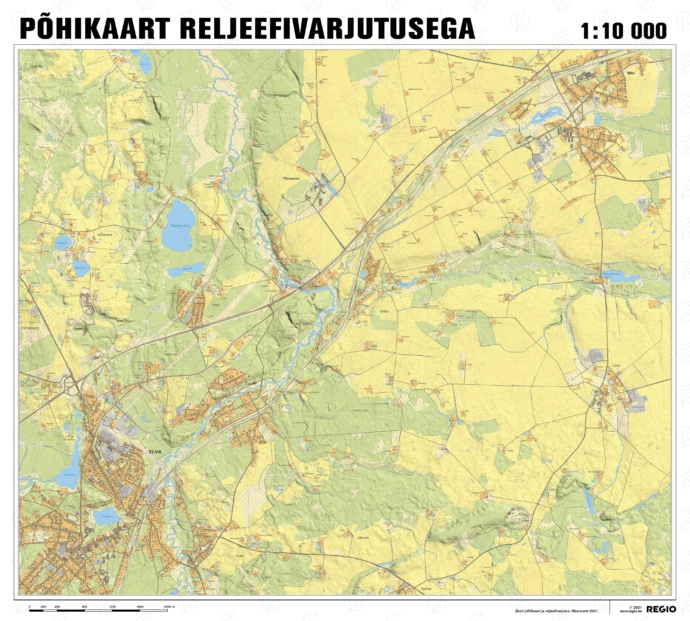 Eesti põhikaart reljeefivarjutusega