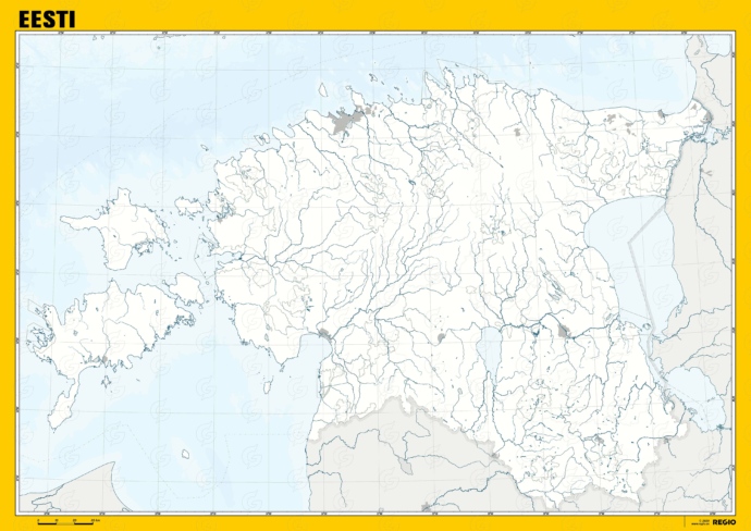 Regio Eesti üldgeograafiline kontuurkaart, seinale