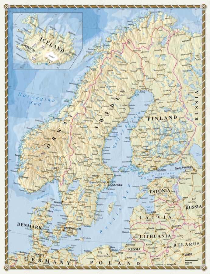 Skandinaavia seinakaart Regio