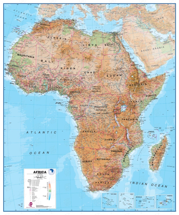 Aafrika füüsiline kaart Maps International