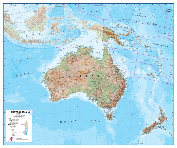 Austraalia Australasia Maps International füüsiline map