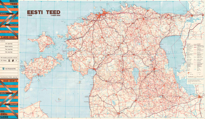 Regio Eesti teed 1989 kaart