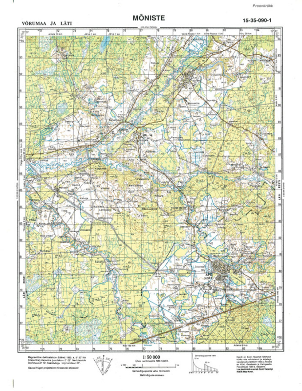 Mõniste topograafilise kaardi leht