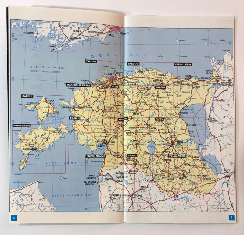 Eesti teedeatlas, ülevaatekaart