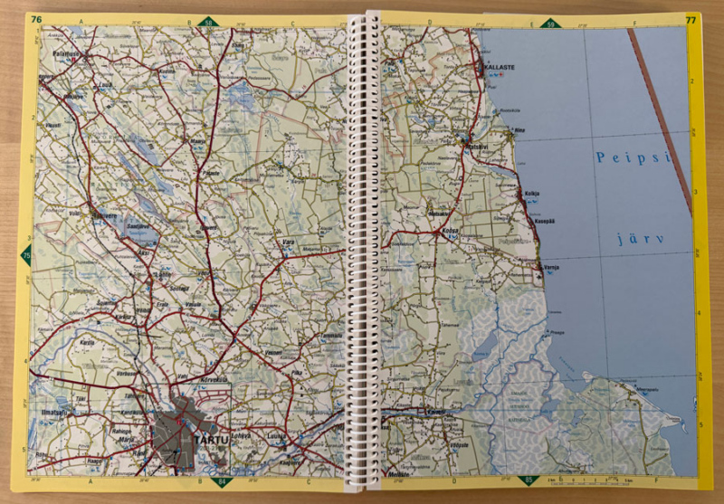 Regio Eesti teedeatlas sisuleht