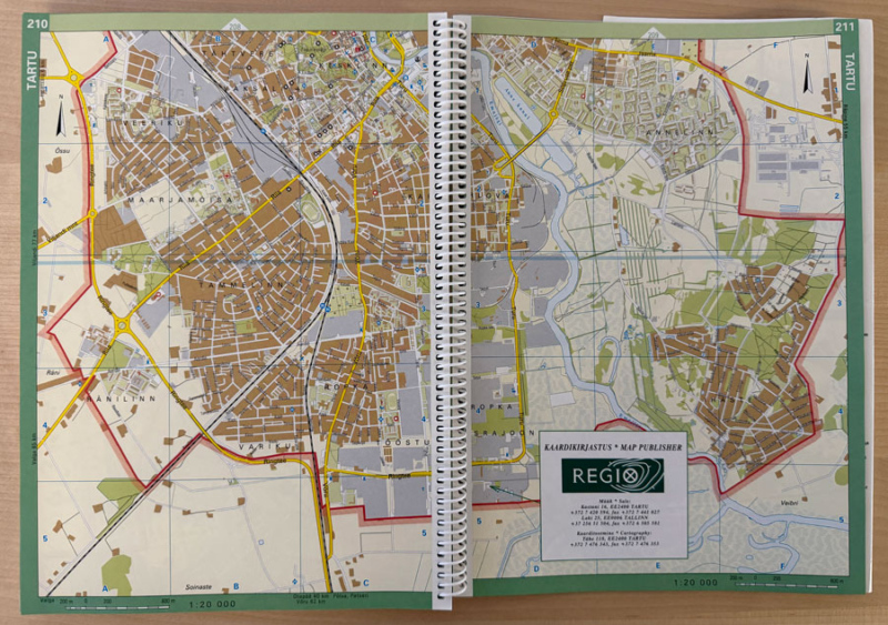 Regio Eesti teedeatlas linnakaardid