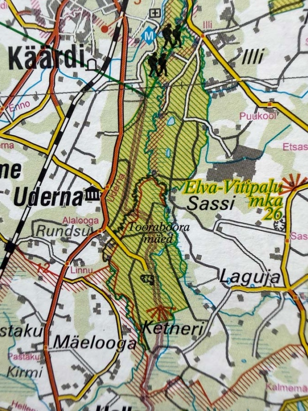 Tooraboora mäed Regio Eesti teedeatlases 2002