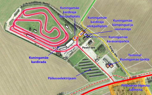 Detailne objektide nimedega kaart Kuningamäest