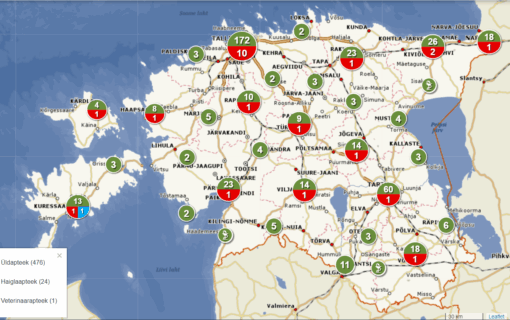 Map application about Estonian pharmacies