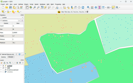 QGIS view for Saku Läte data